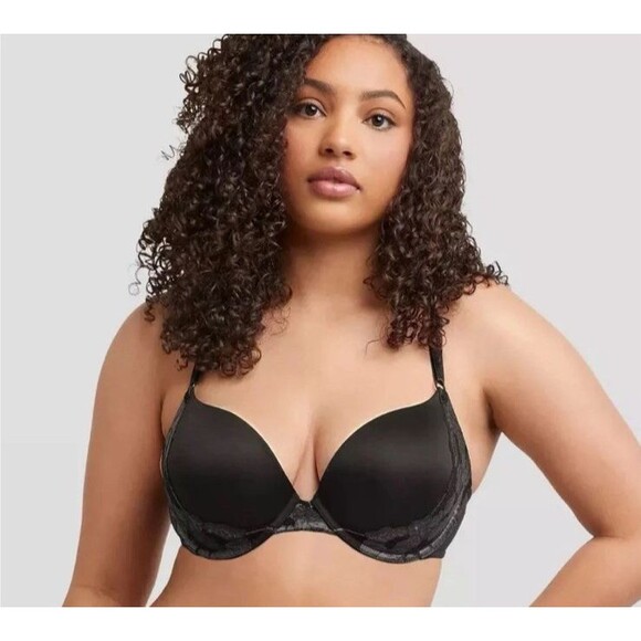 NWOT Maidenform Black Underwire Lace Push Up Convertible Bra- Size 36DD - Picture 1 of 8